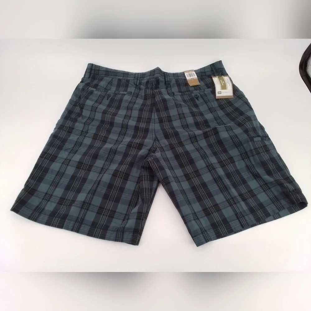 Nwt DOCKERS Washed Khaki Men's Y2K Plaid BLUE Shorts - SZ 42